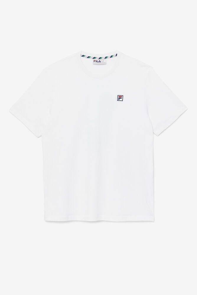 Fila T-Shirt Edgecumbe Short Sleeve Mens White - India BGP-265107